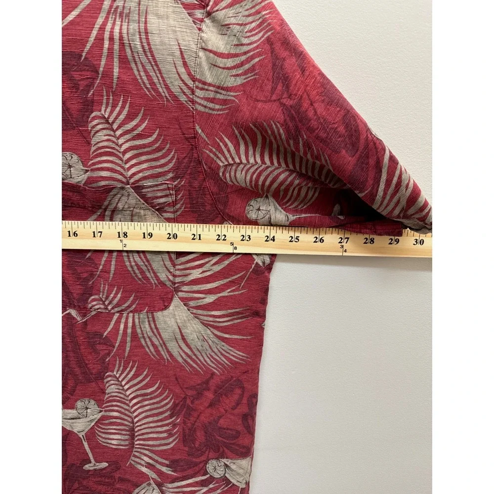 Havana Jack's Cafe (Red) 100% Silk Tropical Martini Button Up Shirt Mens XL